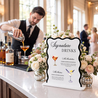 Custom Acrylic Signature Drinks Sign | Wedding Bar Menu, Event Cocktail Display