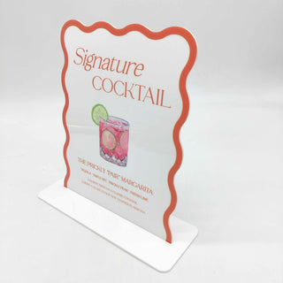 Custom Acrylic Signature Drinks Sign | Wedding Bar Menu, Event Cocktail Display