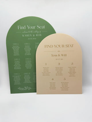 Acrylic Arch Wedding Seating Chart, Custom Table Plan Sign