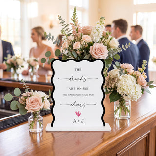The Drinks Are on Us Wedding Bar Sign, Custom Acrylic Bar Menu