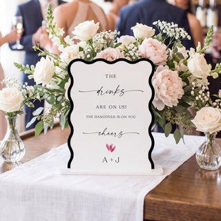 The Drinks Are on Us Wedding Bar Sign, Custom Acrylic Bar Menu