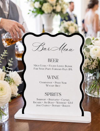 Elegant Wedding Bar Menu Sign, Custom Acrylic Signature Drinks Sign