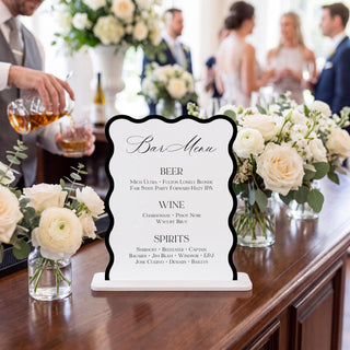 Elegant Wedding Bar Menu Sign, Custom Acrylic Signature Drinks Sign