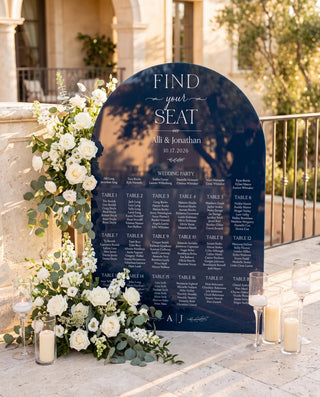 Elegant Arch Wedding Seating Chart, Custom Acrylic Guest List Sign