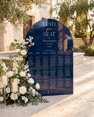 Elegant Arch Wedding Seating Chart, Custom Acrylic Guest List Sign