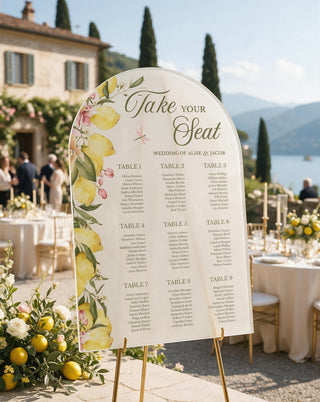 Lemon Wedding Seating Chart, Italian Citrus Acrylic Guest List