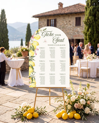 Lemon Wedding Seating Chart, Italian Citrus Acrylic Guest List