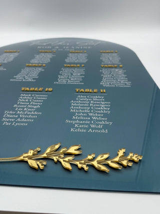 3D Mirror Gold Arch Wedding Seating Chart, Custom Acrylic Guest List