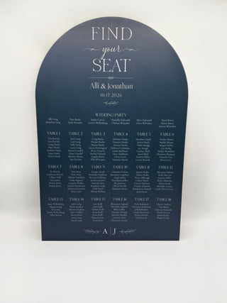Elegant Arch Wedding Seating Chart, Custom Acrylic Guest List Sign