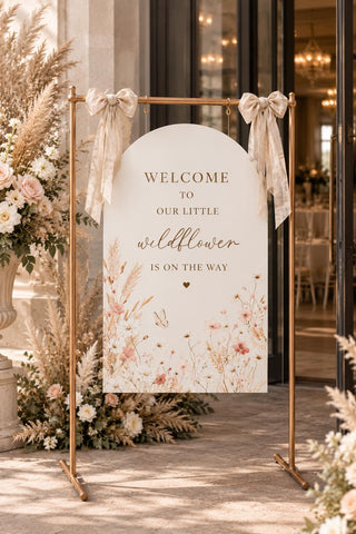 Personalized Baby Shower Welcome Sign, Wildflower Arch, Boho Garden Decor (Customizable)