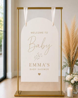 Personalized Baby Shower Welcome Sign, Neutral Boho Acrylic Arch (Custom Name)
